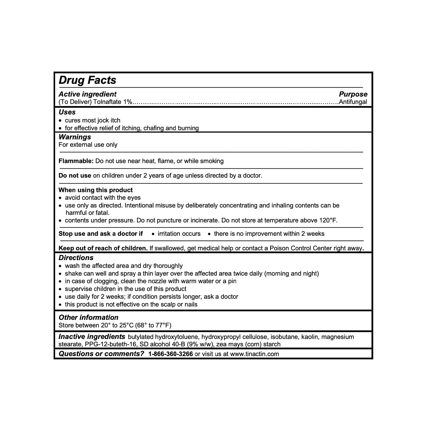 drugs facts for Tinactin® Jock Itch Powder Spray
